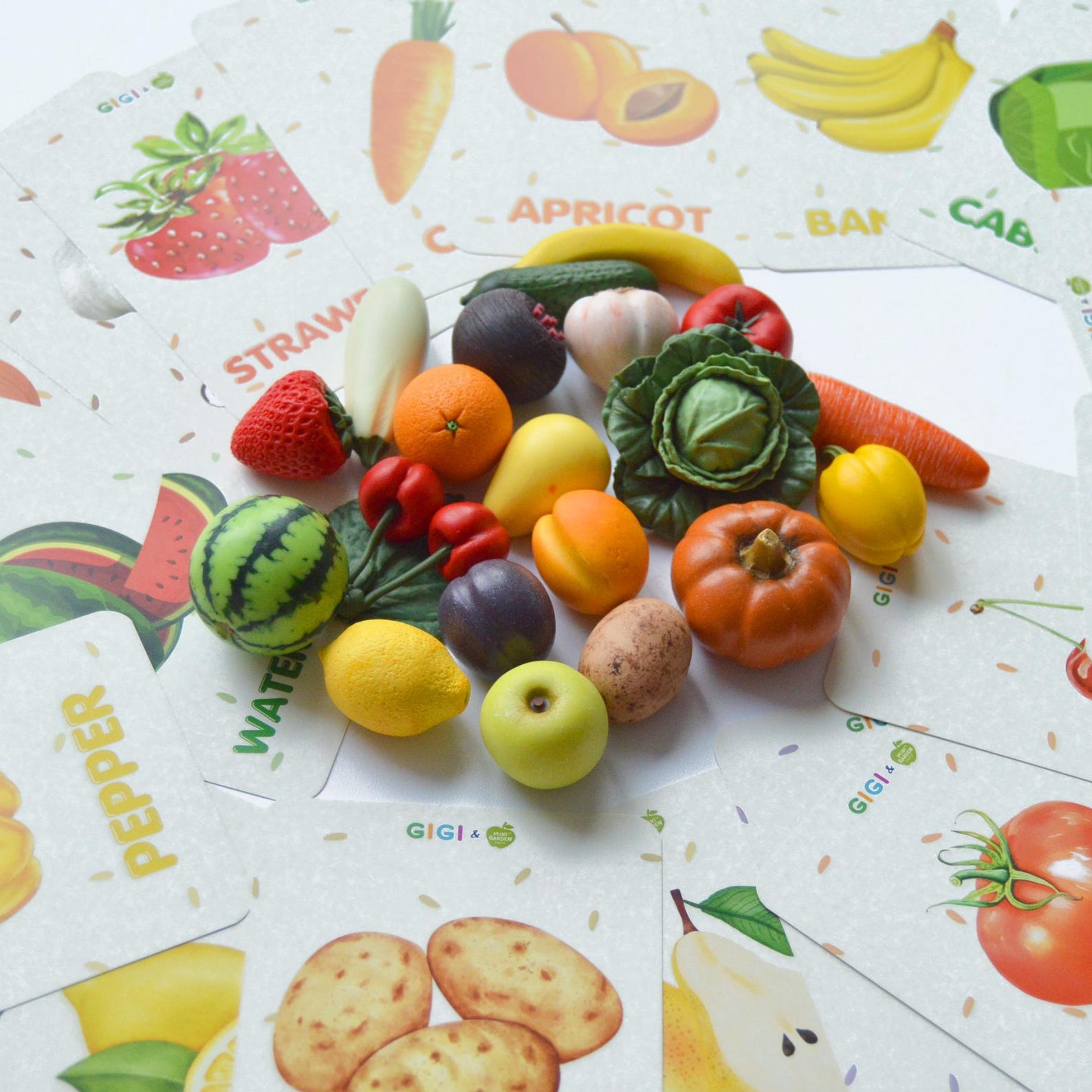 il_1588xN.7624832748_to9g.jpg Tiny polymer clay harvest set with educational flashcards, sensory learning toys for toddlers - Image 1