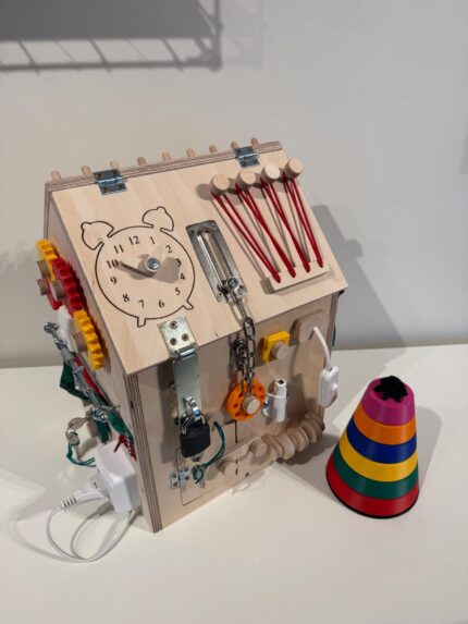 Montessori Busy Board House with LED – Fine Motor Skills Toy