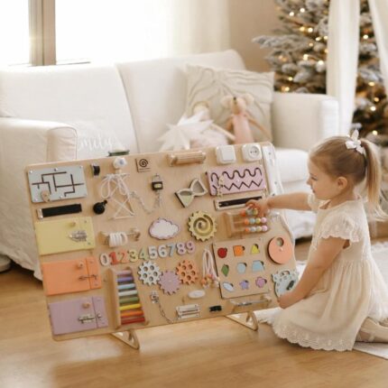 Montessori Busy Board, First Birthday Gift, Toddler Learning Toy