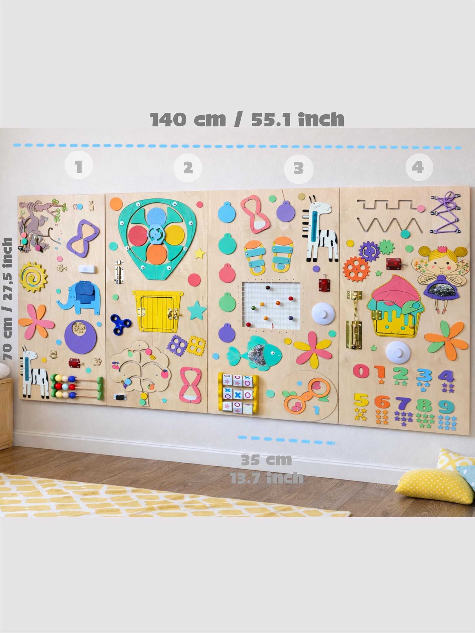il_1588xN.7657657314_nq9s.jpg Montessori Busy Board Wall Toy, Zoo Activity Board for Toddlers, Large Wooden Sensory Play Panel, Animal Learning Toy, Quiet Board - Image 1