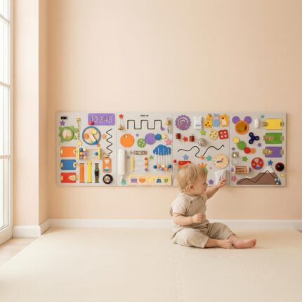 Big Montessori Busy Board, 18in1 Wall Activity Set for Toddlers, Play Areas This Large Busy Board Encourages Focus Hand Skills and Learning