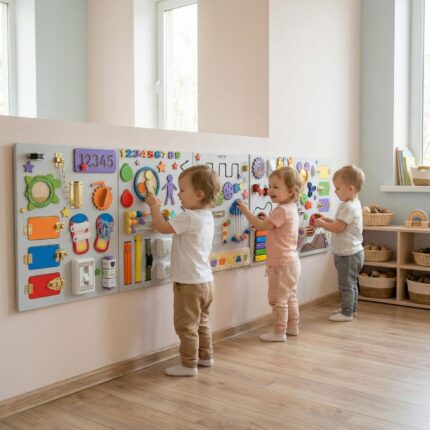 Montessori Busy Board Set, Big Toddler Activity Wall Board, Gift for Boys and Girls, Toddler Activites, Educational Wood Toy,Baby Busy Board