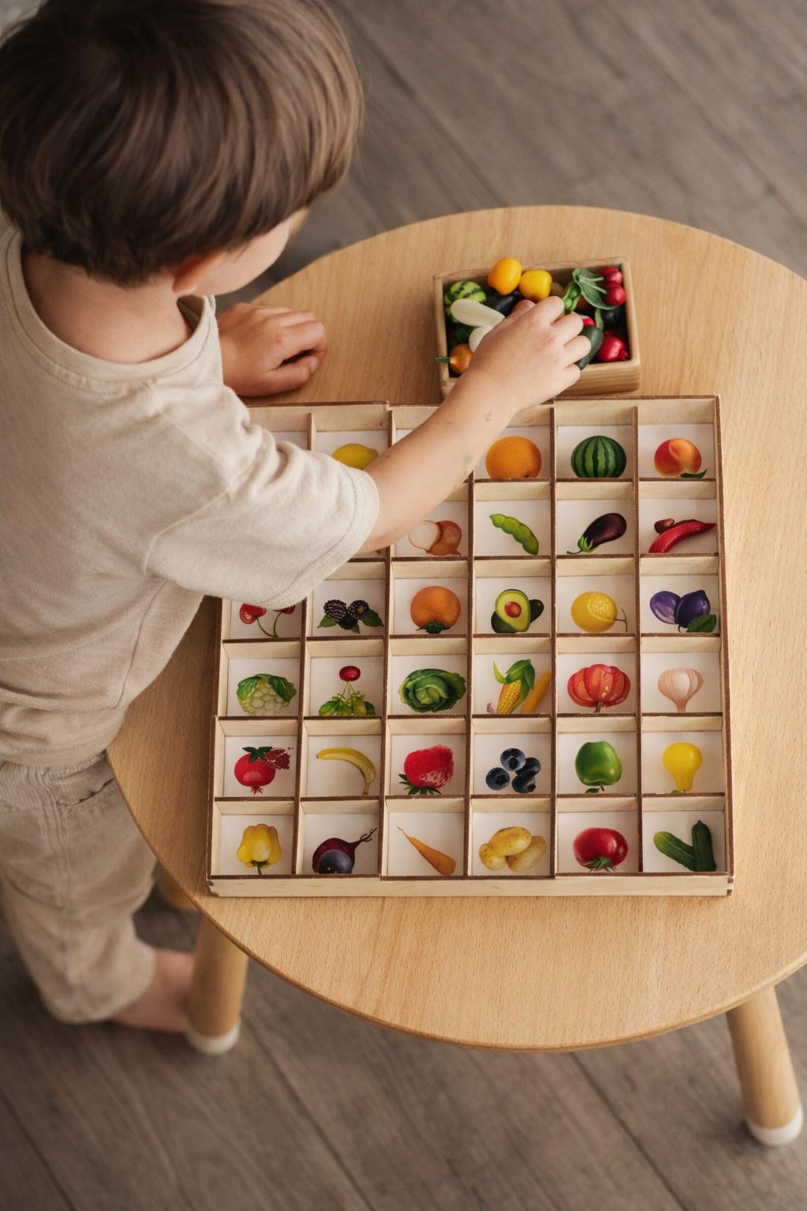 il_1588xN.7680230668_1s3u.jpg Montessori sorter game for kids, miniature food sorting, pretend play mini kitchen - Image 1