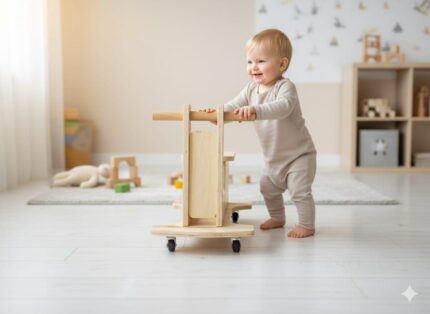 Montessorı Wooden Baby Walker - Golf Cart Push Toy