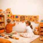 Fox Sensory Board Orange Wooden Montessori Activity Toy Kids