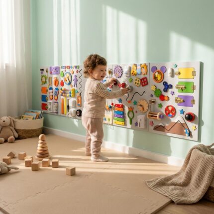 Large Montessori Busy Board Set, 18in1 Toddler Wall Activity Board, Montessori Toy 18 Month Old, Baby Toy For 1 Year Old, Baby Activity Wall