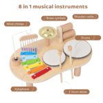 Wooden Drum Set for Toddlers, Montessori Musical Percussion Toy with Xylophone Ages 1–3 - Image 4