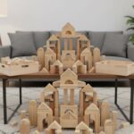 Wooden Building Blocks Set for Toddlers – 64-Piece STEM Learning Toy with Tray