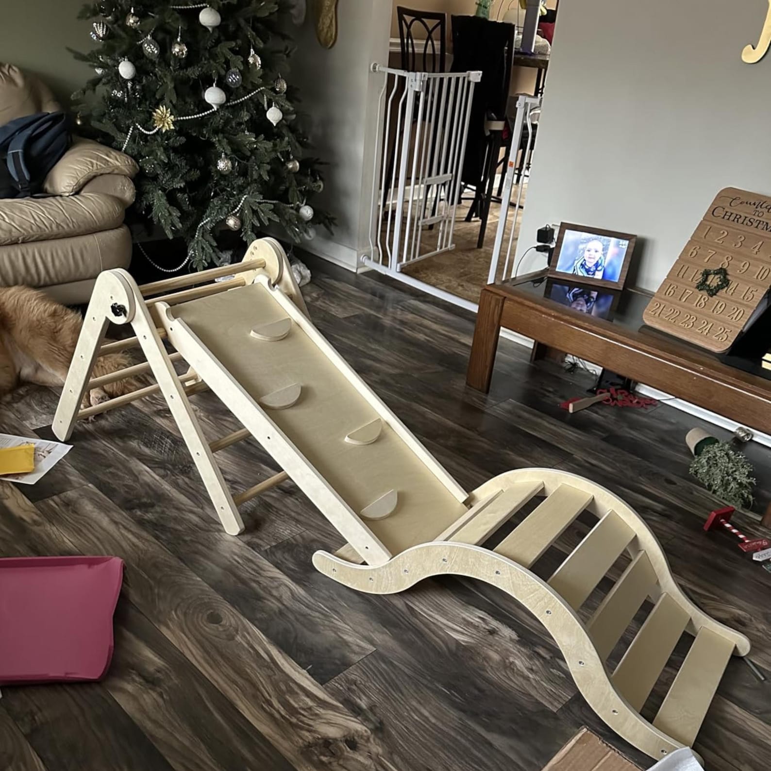 il_1588xN.7746922215_pvh2.jpg Pikler Triangle Set 7-in-1 Toddler Climbing Toys – Indoor Wooden Montessori Gym with Arch, Ramp, Ladder - Image 1