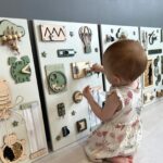 Wooden Montessori Wall Busy Board, Sensory Activity Panel for Toddlers, Playroom Learning Wall Toy