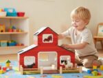 Wooden Farm Playset | Montessori Barn Toy with Animals, Educational Toddler Toy