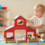 Wooden Farm Playset | Montessori Barn Toy with Animals, Educational Toddler Toy