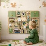 Montessori Busy Board Gift for Toddler – Forest Activity Board, Woodland Sensory Toy, 1st Birthday Gift, Wooden Learning Toy, Nursery Decor