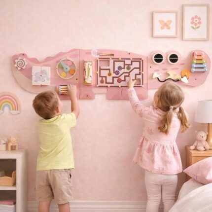 Girls Wooden Toy Pink Montessori Sensory Activity Board
