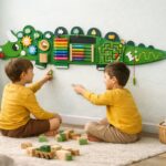Learning Toy Crocodile Green Wooden Sensory Board for Toddlers - Image 6