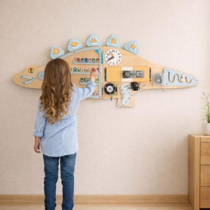 Activity Board Dinosaur Natural Wood Montessori Toy for Kids