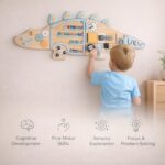 Activity Board Dinosaur Natural Wood Montessori Toy for Kids - Image 3