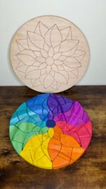 Waldorf & Montessori Rainbow Flower Chunky Wooden Puzzle – 14" Maple Block Set sensory play toy, 3d puzzle, rainbow mandala, sensoryplay - Image 5