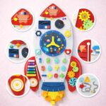 Montessori Busy Board Rocket White Wooden Sensory Wall Toy Toddler Ages 1 to 5 - Image 2