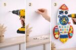 Montessori Busy Board Rocket White Wooden Sensory Wall Toy Toddler Ages 1 to 5 - Image 5