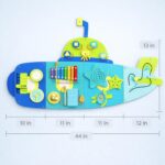 Montessori Submarine Busy Board Blue Wooden Sensory Wall Toy Ages 1 to 5 - Image 3