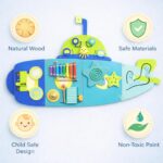 Montessori Submarine Busy Board Blue Wooden Sensory Wall Toy Ages 1 to 5 - Image 5