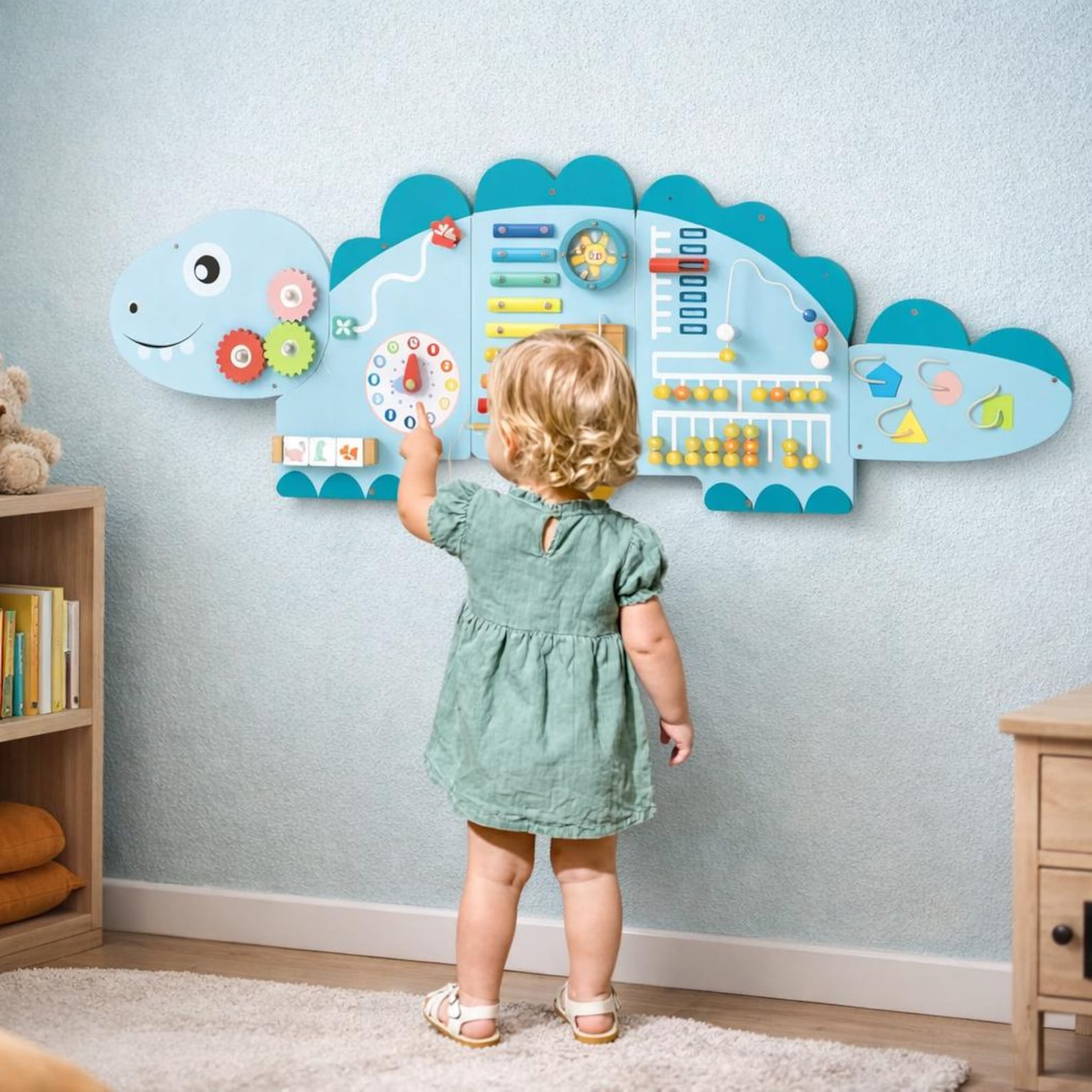 il_1588xN.7804168729_kp1r.jpg Sensory Play Board Dinosaur Blue Wooden Montessori Toy for Kids - Image 1