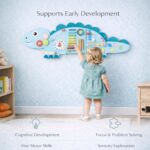Sensory Play Board Dinosaur Blue Wooden Montessori Toy for Kids - Image 3