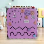 Pink Montessori Busy Cube 30cm – Wooden Activity Cube for Toddlers – Sensory Busy Board Toy - Image 4