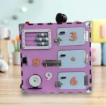 Pink Montessori Busy Cube 30cm – Wooden Activity Cube for Toddlers – Sensory Busy Board Toy - Image 5