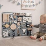 Personalized Busy Board for 1 Year Old – Montessori Wooden Toy
