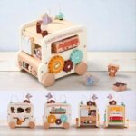 Wooden Montessori Busy Bus Activity Toy: Sensory Learning, Motor Skills Development - Image 3