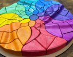 Waldorf & Montessori Rainbow Flower Chunky Wooden Puzzle – 14" Maple Block Set sensory play toy, 3d puzzle, rainbow mandala, sensoryplay - Image 2