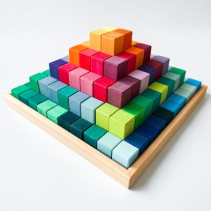 Large Pyramid Wooden Building Blocks 100 Pieces| Montessori Waldorf Open-Ended Play Gift| Birthday Gift