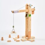 Personalized Wooden Crane Toy, Montessori Construction Play, Natural Pine Wood, Educational Gift for Kids