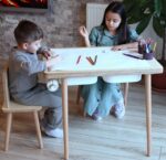 Montessori Sensory Table & Chair Set | Wooden Activity Center | Chalkboard Whiteboard | 100% Birch Wood - Image 3