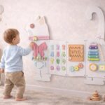 Toddler Toy Cat White Wooden Montessori Sensory Activity Board