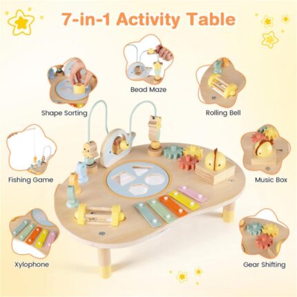 7-in-1 Wooden Activity Table: Montessori, Sensory Play, Toddler Learning Toy