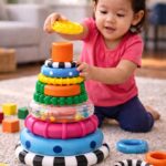 Sassy Stacks of Circles Baby Ring Stacker Toy, STEM Learning, Color Sorting 9-Piece Set - Image 4