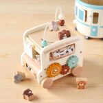 Wooden Montessori Busy Bus Activity Toy: Sensory Learning, Motor Skills Development
