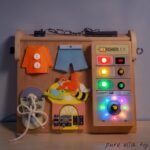 Wooden LED Busy Board – Montessori Sensory Toy | Toddler Activity Board | Educational Gift