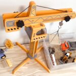 Playscapes Construction Crane Toy Set | Wooden Truck Playset for Kids | Learning & Role Play Toy
