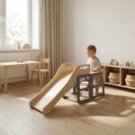 Montessori Wooden Toddler Tower – 4-in-1 Kids Furniture with Slide, Chair, Desk & First Birthday Gift