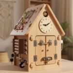 Montessori Busy Board House, Wooden Sensory Activity Toy, Fine Motor Skill Learning Gift