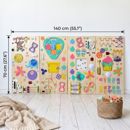 Montessori Activity Wall, Custom Sensory Board, Educational Toy for Toddlers, Set of 5 Pastel Panels,Toddler Gift, Sensory wall, Large busy