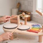 Wooden Musical Activity Table, Montessori Xylophone Drum Chimes, Toddler Learning Toy - Image 2
