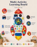 Rocket Busy Board for Kids | Wooden Wall Mounted Learning Toy - Image 2
