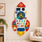 Rocket Busy Board for Kids | Wooden Wall Mounted Learning Toy