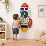 Rocket Busy Board for Kids | Wooden Wall Mounted Learning Toy - Image 4