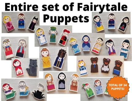 Fairytale Finger Puppets Bundle, 34 Piece Story Puppet Set, Preschool Learning Toy, Waldorf Toy, Toddler Gift, Imaginative Play, Handmade